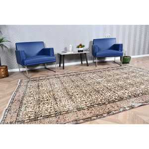 Turkish Vintage Rug 5.5x8.9 ft, <b>Brown</b> Oriental <b>Wool</b> Rug - Product Image 2