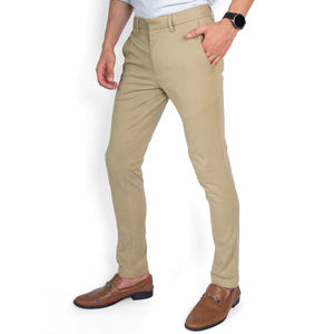 Pantalon chino pour homme en coton stretch, coupe classique, teint en pièce, écologique, petit MOQ, bouton, fermeture éclair, devant plat, été - Product Image 2