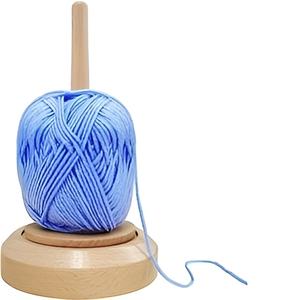 Spinner de soporte de hilo de ganchillo de madera hecho a mano para tejer husillo de hilo doble dispensador de hilo altamente estable para ganchillo - Product Image 4