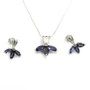 Luxury 925 Sterling Silver Stylish Iolite Gemstone Necklace Earrings <b>Sets</b> Bridal Birthstone Gemstone Necklace S925 <b>Jewelry</b> <b>Sets</b> - Product Image 2