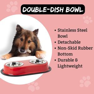200ml <b>Metal</b> Dual Food & Water <b>Bowls</b> for <b>Dogs</b> and Cats Pet Feeder Detachable Double Dinner Stainless Steel <b>Dog</b> <b>Bowl</b> Set - Product Image 2