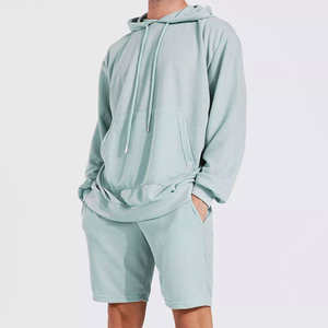 Ensemble short de survêtement deux pièces personnalisé Survêtement d'été à broderie de détresse Ensembles sweat à capuche zippé et veste courte pour hommes - Product Image 3