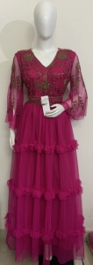 Ready Stock Women's Evening Dress <strong>Long</strong> Sleeves Flare Net <strong>Skirt</strong> Style <strong>Muslim</strong> Eid Celebration Club Party Cocktail Prom Night Wear