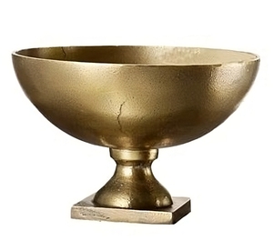 Cast Aluminium Antique Golden Flower Vase Round Bowl Design <b>Small</b> Size Luxury <b>Indoor</b> Decoration for Home, Office & Hotel - Product Image 1