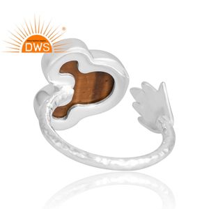 Anillo de piedras preciosas amarillas de ojo de tigre Natural de Plata de Ley 925, joyería personalizada para mujer, regalo para ella - Product Image 2