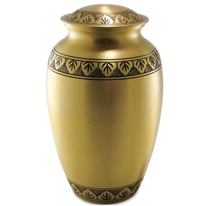 Urna de cremación de latón polaco de estilo europeo, urna de Metal amarillo de diseñador para cenizas humanas para su ser querido y familia - Product Image 2