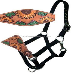 Harnais de cheval en cuir de style western personnalisé, double épaisseur en nylon, fantaisie, disponible en plusieurs couleurs et motifs, accessoires en nickel - Product Image 1