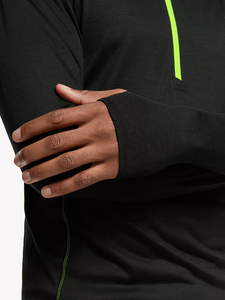 Haut de course à manches longues en laine mérinos pour hommes Chemise de course en laine mérinos 1/4 Zip avec trou pour hommes - Product Image 3