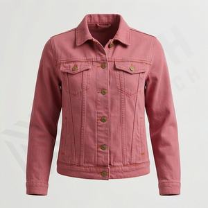 Chaqueta Vaquera Personalizada para Hombre, Otoño Invierno, Color Sólido Personalizable, Logotipo Frontal Informal, Ropa Exterior de Moda de Marca Privada de Alta Calidad - Product Image 1