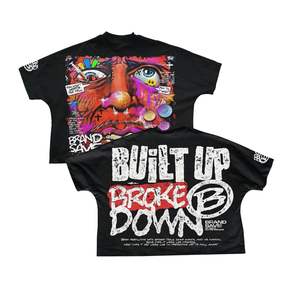 T-shirt lavable à l'acide 100% en coton pour hommes, coton, confortable, lavé à l'acide. - Product Image 1