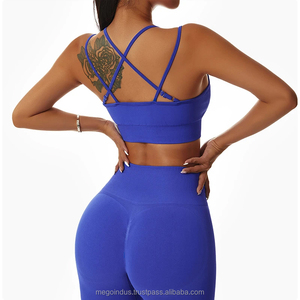 Sujetador deportivo sin costuras con tiras para mujer, acolchado para Yoga Top corto, a prueba de sudor, Push Up, Top Sexy, Sujetador deportivo sin costuras de alto soporte - Product Image 1