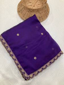 Sari en soie douce de haute qualité, à la mode, traditionnel, magnifique, pour les fêtes, avec broderie et bordure, séchage rapide, best-seller de FATEMA FASHION - Product Image 5