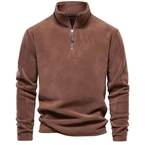 Pull en polaire sherpa pour homme, manches régulières, fermeture éclair, sweat-shirt confortable, chaud pour l'hiver, coupe régulière, polaire en coton, OEM brodé - Product Image 2