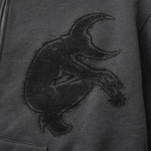 Sudadera con capucha y cremallera completa para hombre, estilo vintage, con estampado gráfico, de forro polar grueso, oversize, estilo urbano - Product Image 4