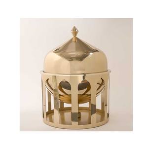 Plato de frotamiento de metal plateado y dorado, calentador de alimentos - Product Image 2