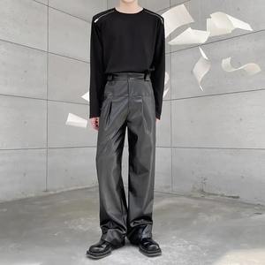 กางเกงหนัง PU สำหรับผู้ชายกางเกงลำลองสำหรับฤดูใบไม้ร่วง, กางเกงแฟชั่นแนวสตรีทสวมใส่ได้หลายโอกาสกางเกงผู้ชาย - Product Image 6