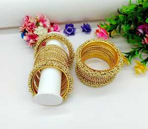 Brazaletes de Novia Tradicionales Kundan con Brillantina Mate para Niñas y Mujeres, Joyería de Boda con Cuentas Rojas - Product Image 3