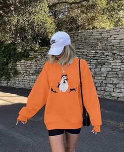 Sweats tricotés surdimensionnés décontractés pour femmes avec paillettes noires Halloween et cordon de patch de maïs de bonbons respirant printemps hiver utilisation - Product Image 2