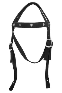 Headstall en cuir noir de qualité supérieure avec collier de poitrine et rênes ensemble de punaises personnalisées pour chevaux vente chaude au prix de gros - Product Image 2
