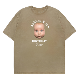 Camiseta unisex lavada personalizada es mi cumpleaños cara nombre y edad divertida bebé mono - Product Image 2
