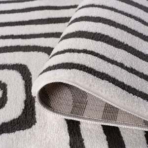Geometric Dark <b>Grey</b> Loft <b>Rug</b>-Plush Polyester Machine Woven 3D Design for Living Room & <b>Bedroom</b> - Product Image 4