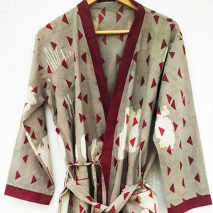 Kimono Indio Moderno Hecho a Mano de Alta Calidad, Transpirable, para Mujer, Manga Larga, Teñido Anudado, Tejido Ecológico, para Vacaciones - Product Image 1