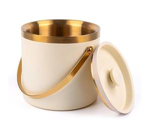 Elegant Stainless Steel <b>Ice</b> <b>Bucket</b> <b>with</b> <b>Lid</b> and Gold Handle Soft Matte Finish Insulated Design for Luxury Home Bar Entertaining - Product Image 1