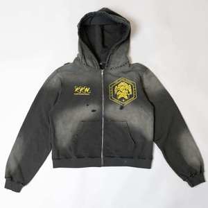 Best Sale High Quality Eco-Friendly Plain Solid Color Blank 100% Cotton Men's Acid Wash Oversized Hoodies Plus Size Heavy Weight - Product Image 4