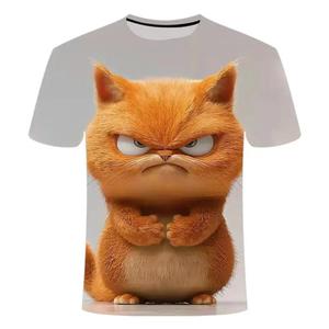 Camiseta con estampado de gato divertido para hombre, camisetas con estampado 3D de animales con personalidad, camisetas holgadas de manga corta de verano, cuello redondo informal 2025 - Product Image 6