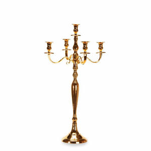 Tall Size Gold Colour Wedding Table Centerpiece <b>Candelabra</b> 5 Arm Candle Holder Home Decorate Metal Aluminum Reasonable Prices - Product Image 4