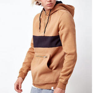 Sudadera con Capucha de Invierno para Hombre de Alta Calidad, con Cierre de Cremallera de un Cuarto, Logotipo Personalizado, 100% Algodón, Diseño de Felpa, Color Sólido, Bolsillo Exterior - Product Image 2