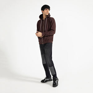 Vente en gros 400gsm 100% coton French Terry sweat à capuche pour hommes double fermeture éclair sans cordon de serrage pour impression bouffante teint en plaine pour automne sweat à capuche - Product Image 3