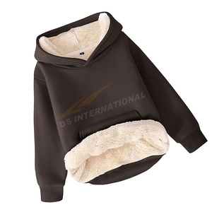 Sweat à capuche en polaire Sherpa pour garçons et filles, épais, chaud, pull d'hiver, sweat à capuche doux, couleur café - Product Image 1