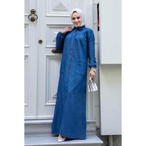 Vestido Vaquero Abotonado Azul Oscuro - Product Image 2