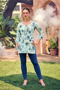 Top corto con estampado de lámina de algodón Premium de estilo occidental moderno para niñas, ropa india y paquistaní lista para usar a granel - Product Image 5