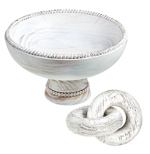 อินเทรนด์ไม้ชามผลไม้หรือตกแต่งฐานชามโต๊ะตกแต่งไม้สีขาวชามเคาน์เตอร์ครัวหรือ Farmhouse ตกแต่งคริสต์มาส - Product Image 4