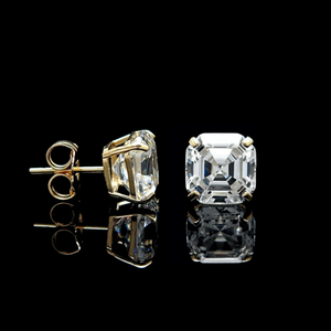 4.00 CTW Asscher Cut Lab Grown Diamond Stud Earrings Pair IGI Certified 14K Solid Gold Prong Set Diamond Earrings for Women - Product Image 3
