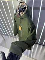 Manteau d'hiver décontracté pour homme en satin respirant 50% anti-plis 300g+ à col en V, motif, avec capuche et poches zippées, chaud