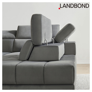 Divano Letto Multifunzione di Lusso in Tessuto Grigio, Moderno a Forma di L, Elettrico, per Soggiorno di Villa - Product Image 4