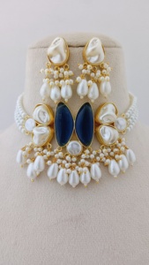 Aqua Nazaakat, conjunto de collar de lujo chapado en rodio de imitación de alta calidad, Mini borla de perlas, cadena de bambú de latón pesado a granel - Product Image 6