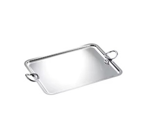 Plateau de service à café en métal et acier de forme ronde Plateaux de service en métal indiens classiques de grande taille avec poignées en aluminium personnalisées - Product Image 3