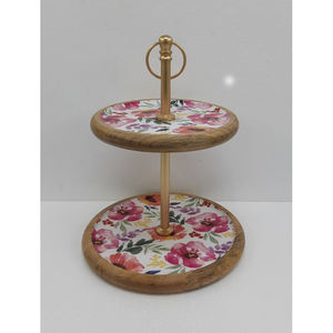 Soporte redondo de 3 niveles de madera de mango para pasteles, estilo INS de lujo, soporte de exhibición para bodas/fiestas de cumpleaños, hecho a mano a granel con acabado esmaltado - Product Image 6
