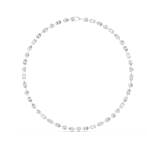 Collar de Lujo con Diamante en Forma de Corazón, Chapado en Oro Blanco de 10K y Rodio, Diseño de Pétalo de Luna - Product Image 3