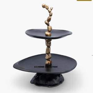 Support de porte-gâteau de décoration de mariage en métal élégant blanc et doré à cinq niveaux moderne design d'arbre de luxe - Product Image 2