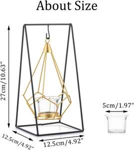 Exclusivo nuevo tradicional elegante recubierto de oro Metal y vidrio vela tarro hogar Interior decorativo linterna titular para decorar el hogar - Product Image 2