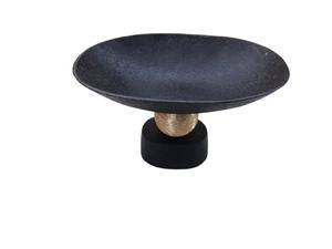Bol de service sur pied en métal, design luxueux, fait main, écologique, sans danger pour les aliments, élégant, décoration de table, parfait pour les centres de table de fête, noir - Product Image 2