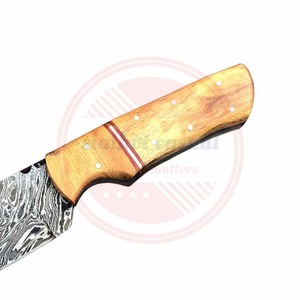Couteau de chasse en acier Damas fait main avec manche en bois et gaine en cuir | couteaux de chasse à lame fixe - Product Image 6