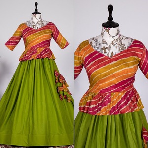 Conjunto de Lehenga de algodón puro exclusivo de diseñador para mujer, ropa de fiesta festiva y de boda, Top corto y falda de dos piezas estampados para trabajo de lámina - Product Image 4