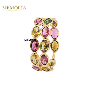 Anillo de banda de piedras preciosas de turmalina múltiple Natural de alta calidad de diseño único moderno en oro amarillo sólido de 18K joyería hecha a mano - Product Image 5