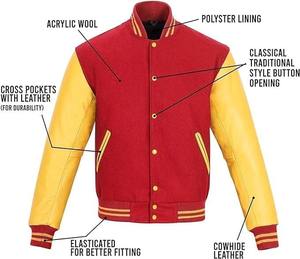 Chaqueta de béisbol de retazos de manga de cuero PU de calle de alta calidad chaqueta de béisbol bordada - Product Image 2